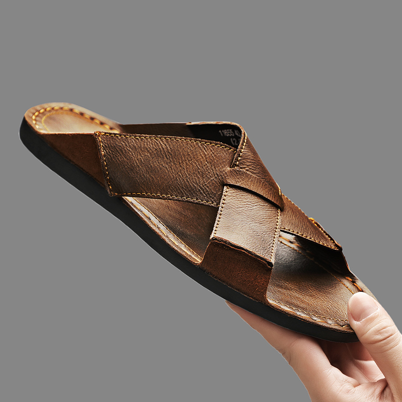 Fashion Genuine Leather Men Sl - Flip Flop Leather Men avis et prix