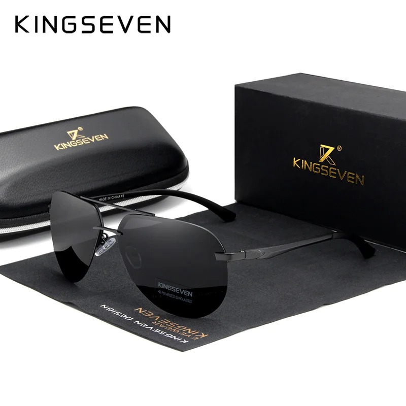 KINGSEVEN  Rimless Pilot Sungl - Sunglasses Aviator Polarized avis et prix