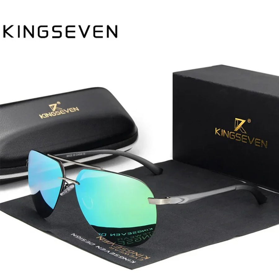 KINGSEVEN  Rimless Pilot Sungl - Sunglasses Aviator Polarized avis et prix