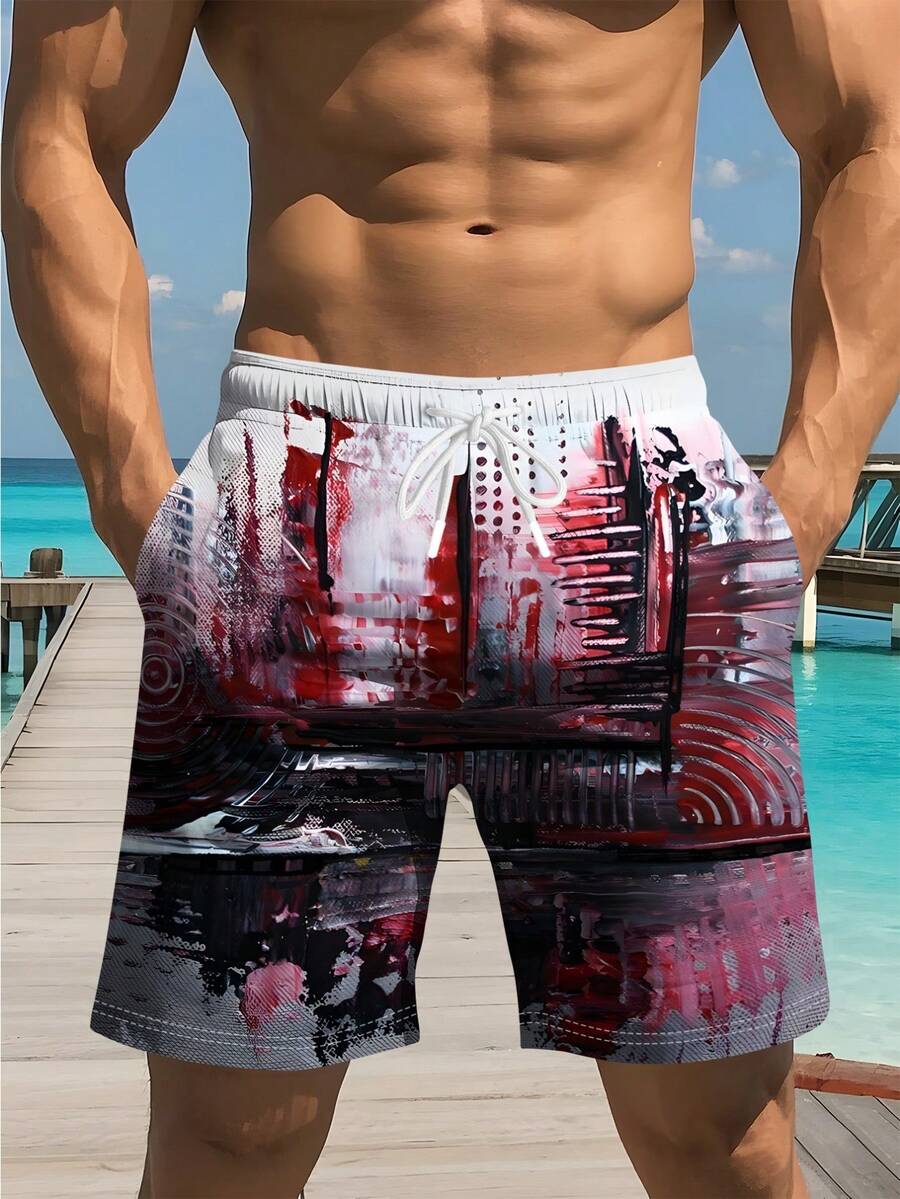 Mens Abstract Print Beach Shor - Swim Trunk Quick Dry avis et prix