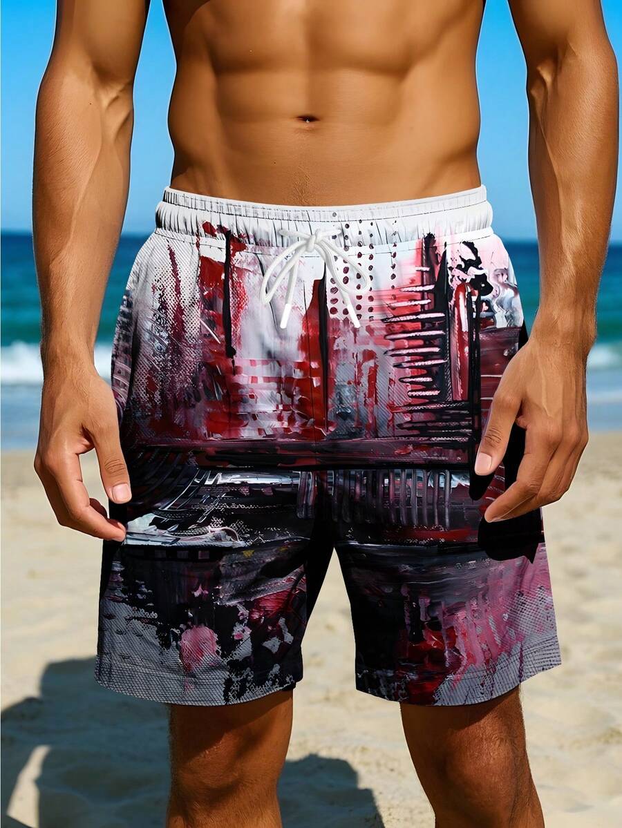 Mens Abstract Print Beach Shor - Swim Trunk Quick Dry avis et prix