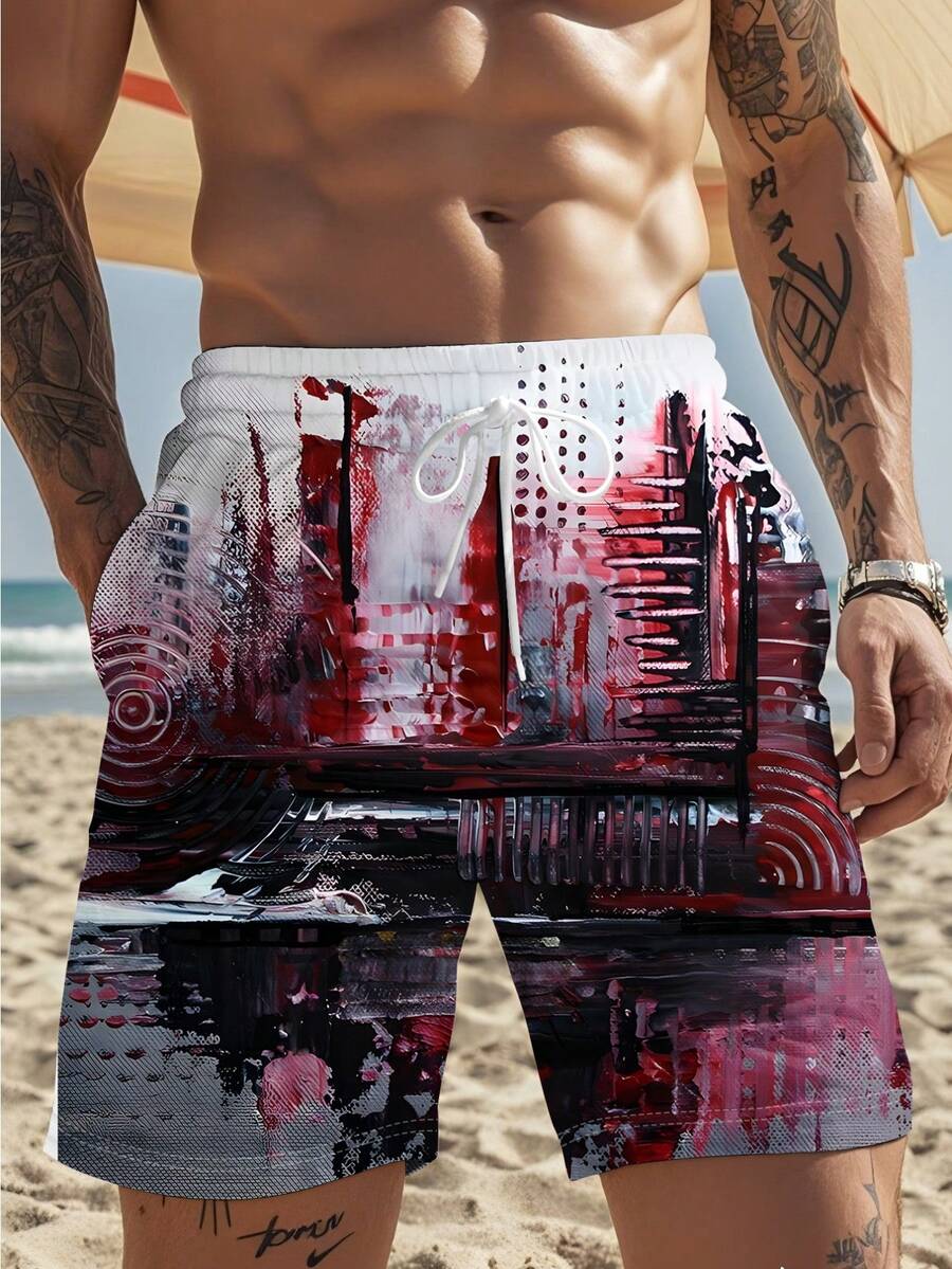 Mens Abstract Print Beach Shor - Swim Trunk Quick Dry avis et prix