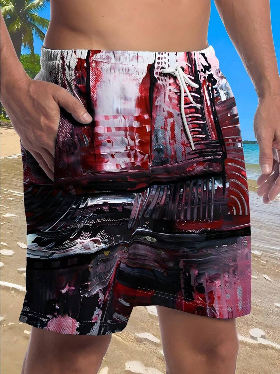 Mens Abstract Print Beach Shor - Swim Trunk Quick Dry avis et prix