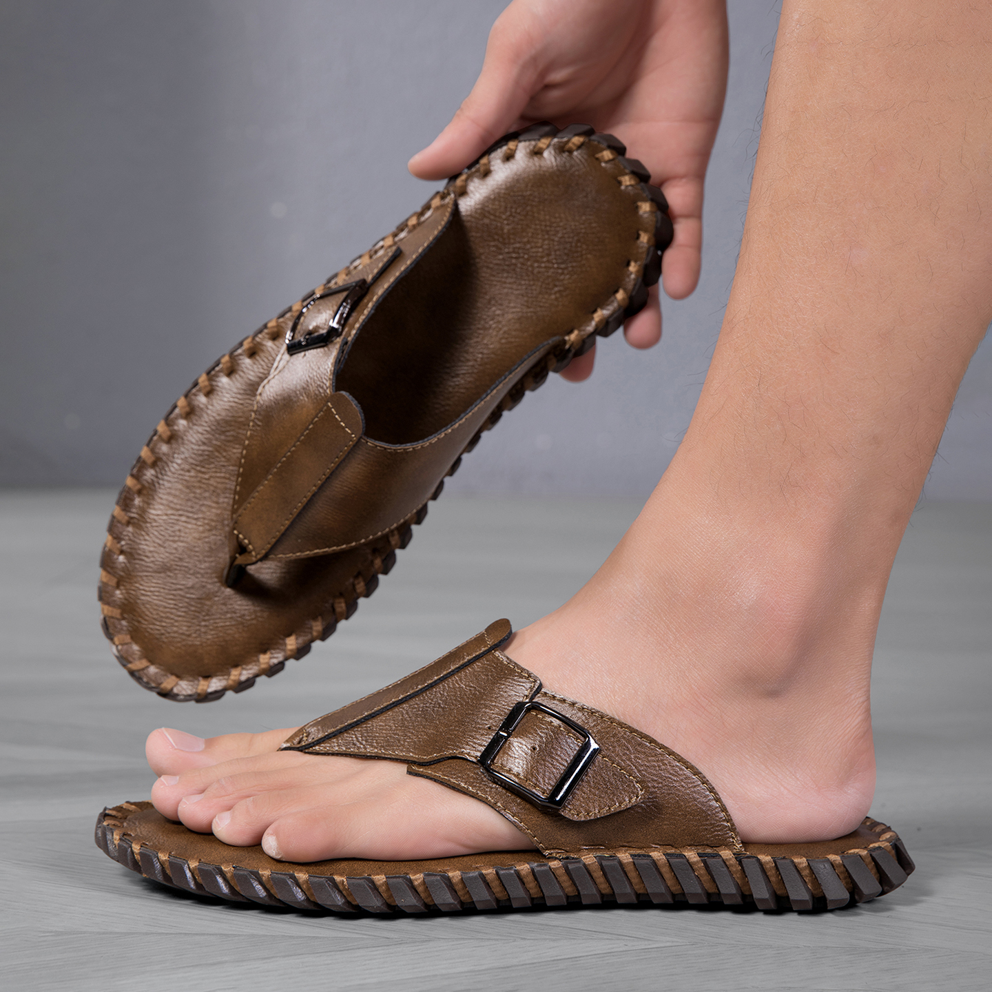 2026 Summer New Men's Plus Siz - Flip Flop Leather Men avis et prix