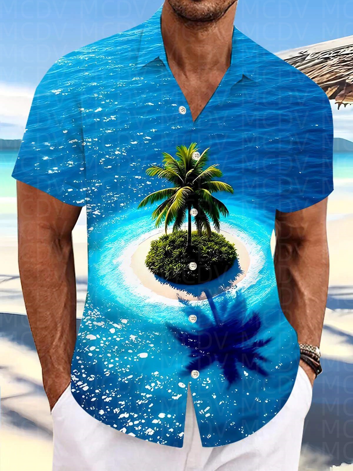 Motorcycle Pattern Men's Hawai - Shirt Camp Collar avis et prix