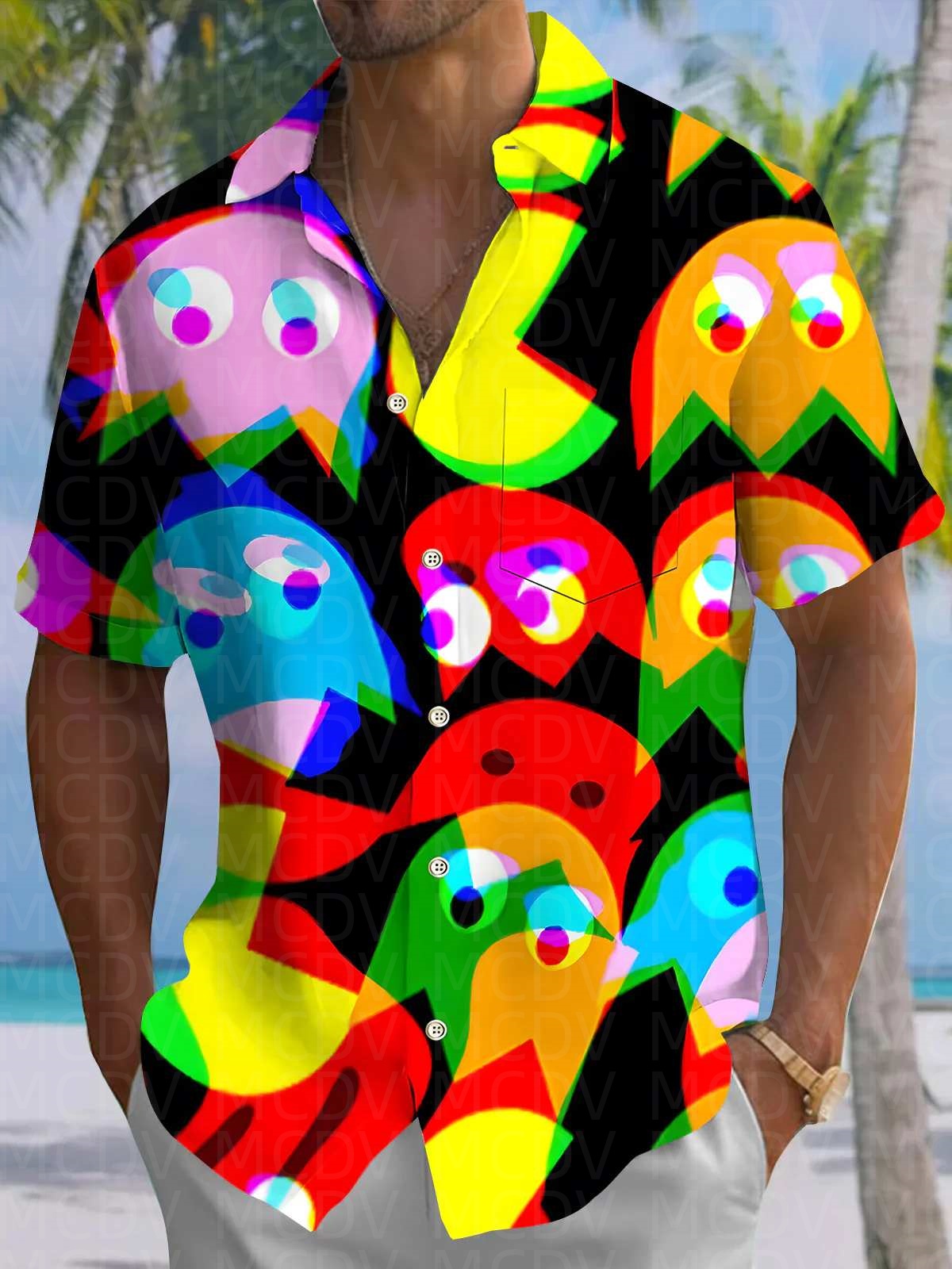 Insects Pattern Men's Hawaiian - Shirt Camp Collar avis et prix