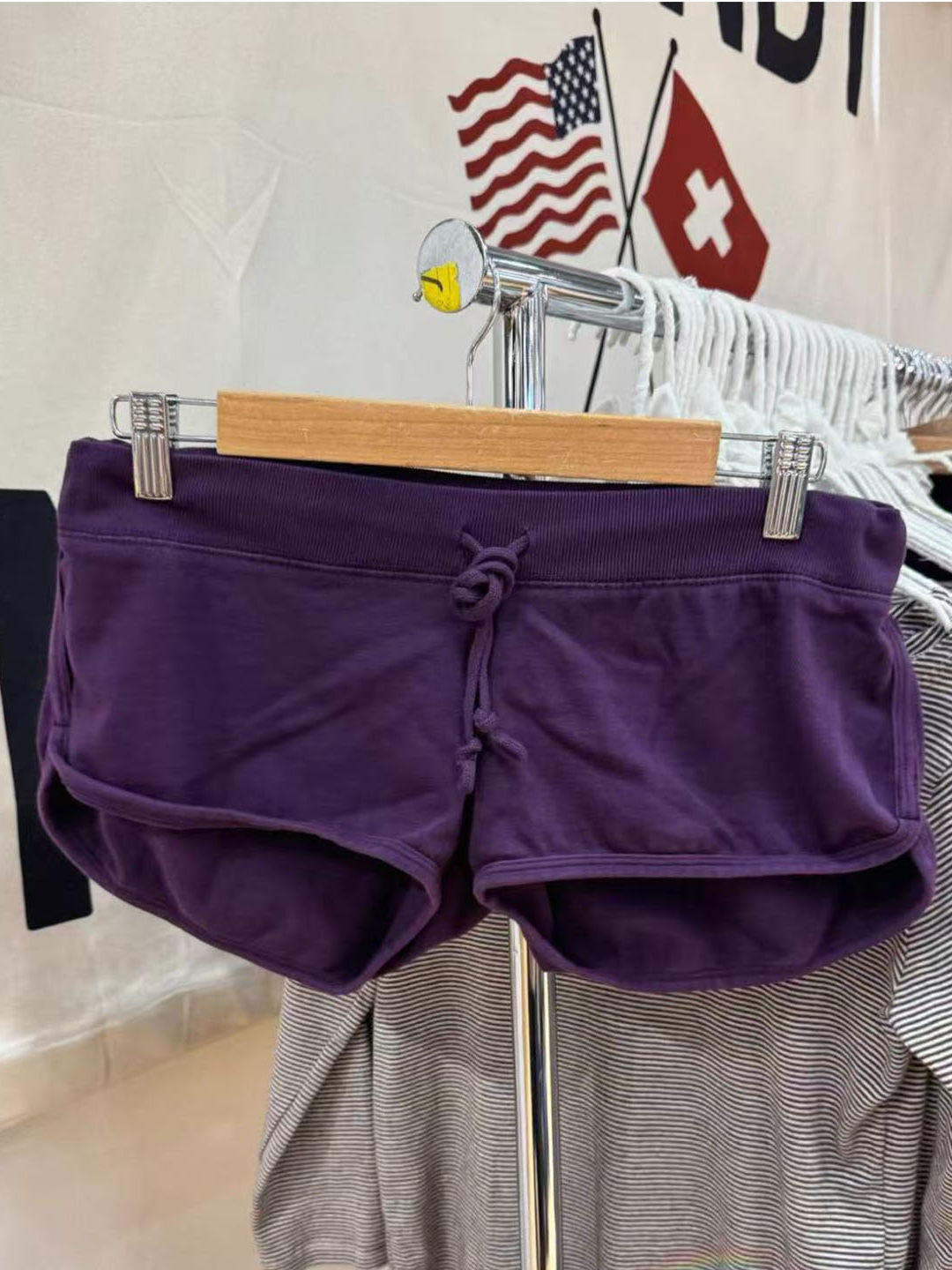 Purple Cotton Short Pant Women - Short Linen Drawstring avis et prix
