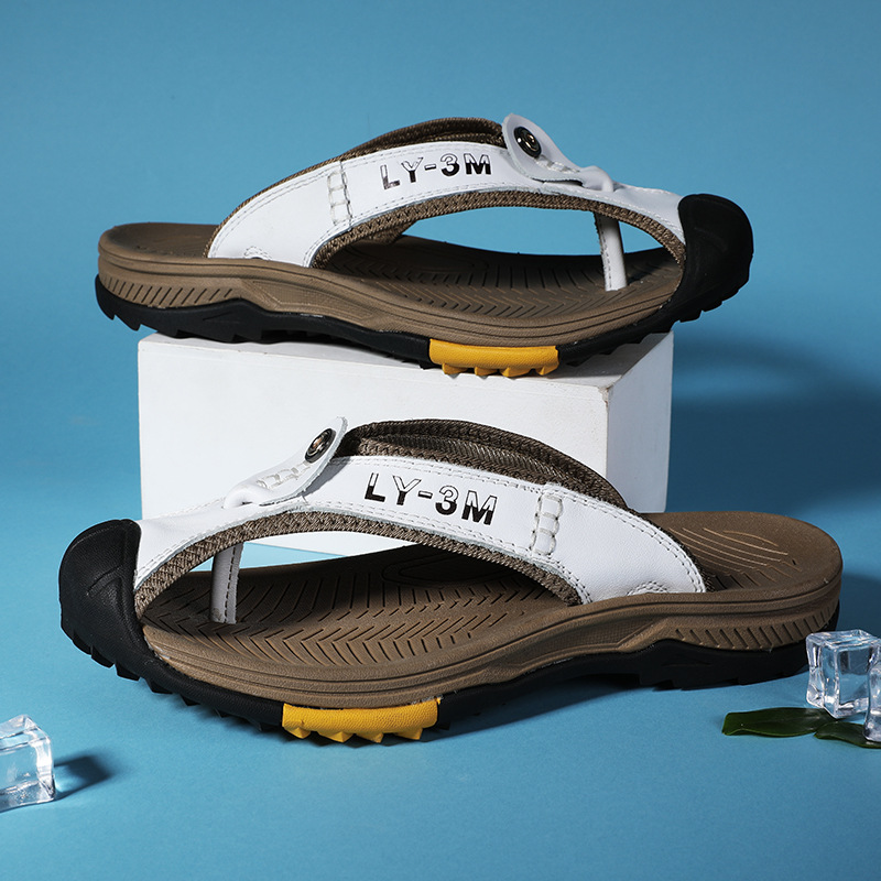 New Men's Genuine Leather Flip - Flip Flop Leather Men avis et prix