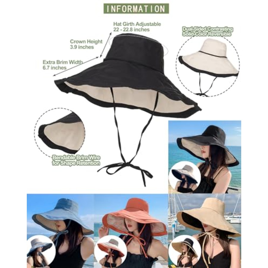 Extra Wide-Brim Sun Hats Women - Packable Hat Nylon avis et prix