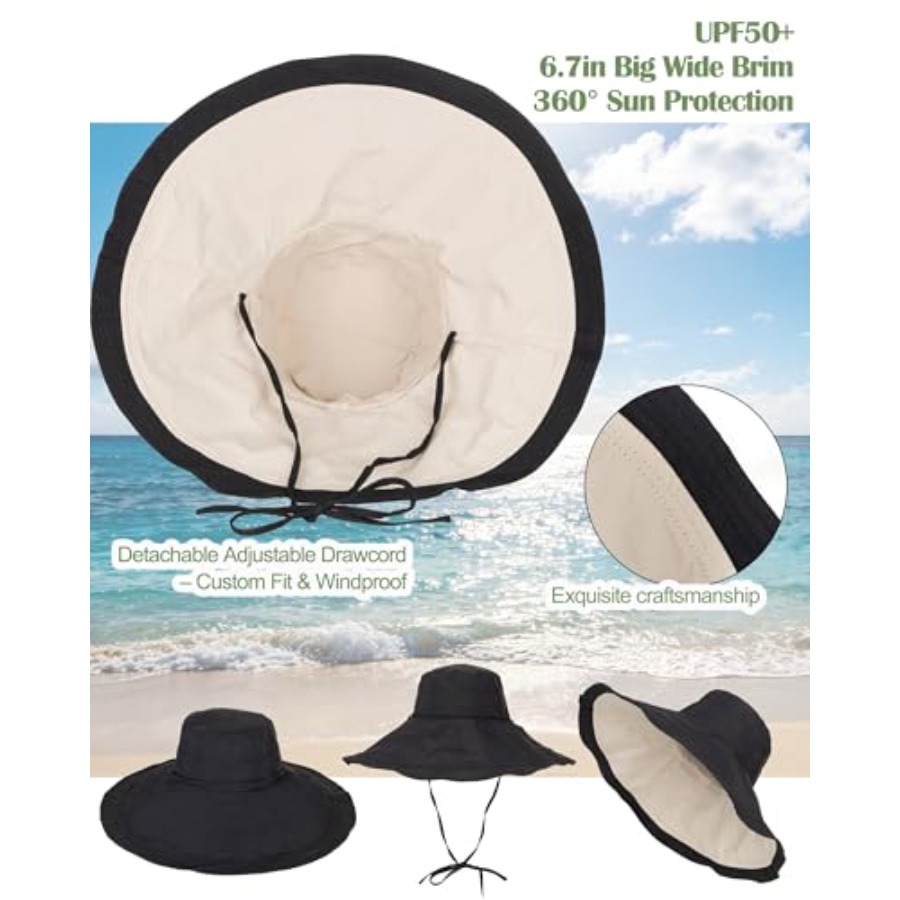Extra Wide-Brim Sun Hats Women - Packable Hat Nylon avis et prix