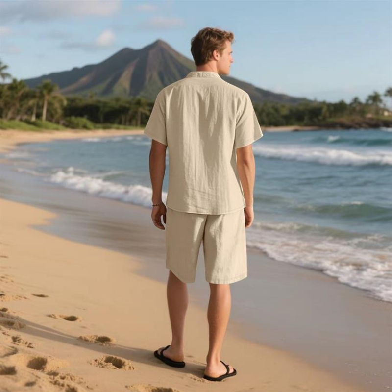 High-End Men's Summer Shorts S - Linen Shirt Breathable avis et prix