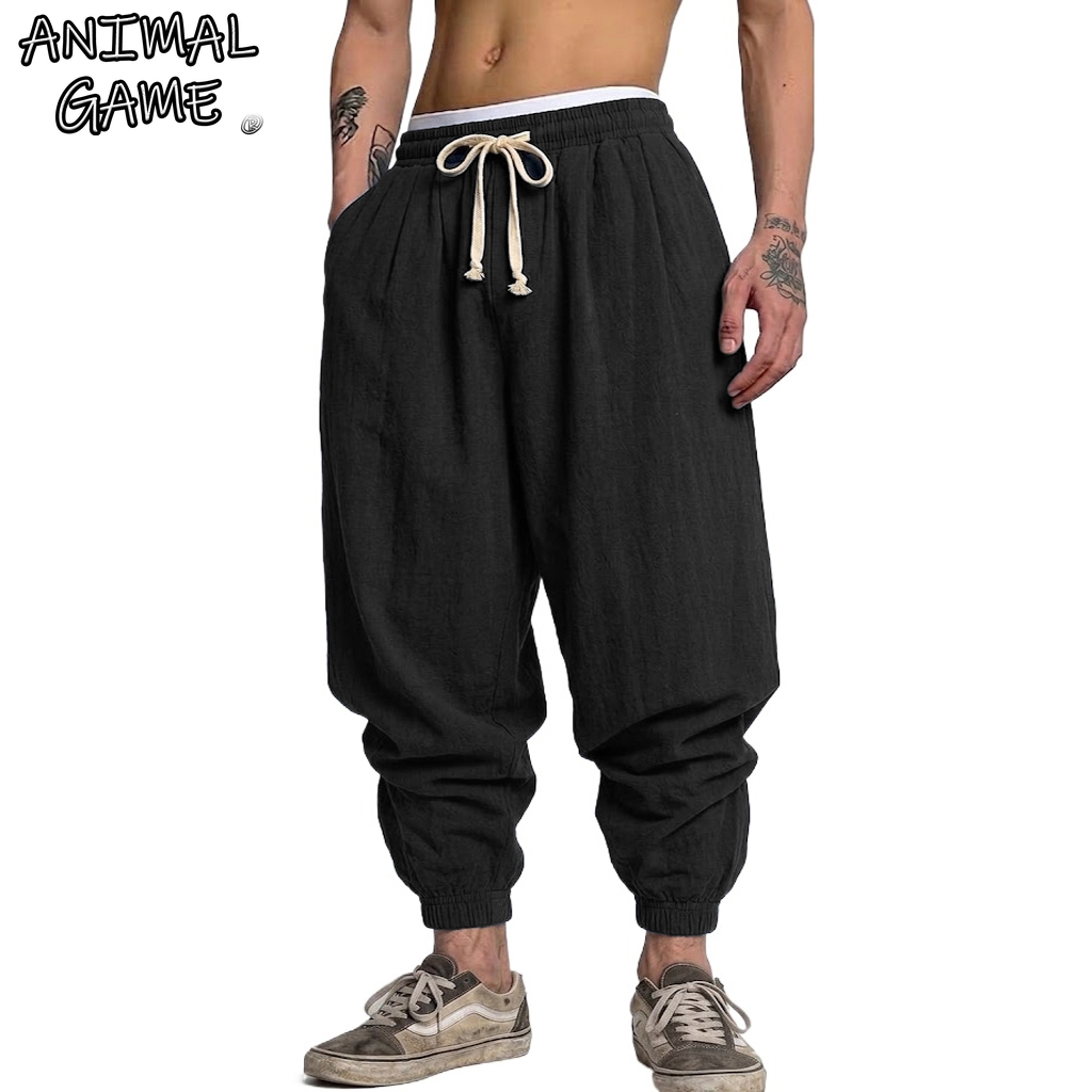 Korean Cotton Linen Trousers A - Short Linen Drawstring avis et prix