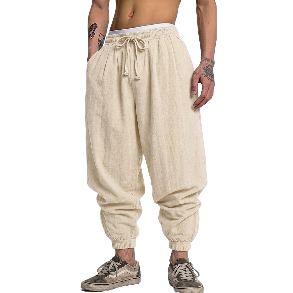 Korean Cotton Linen Trousers A - Short Linen Drawstring avis et prix