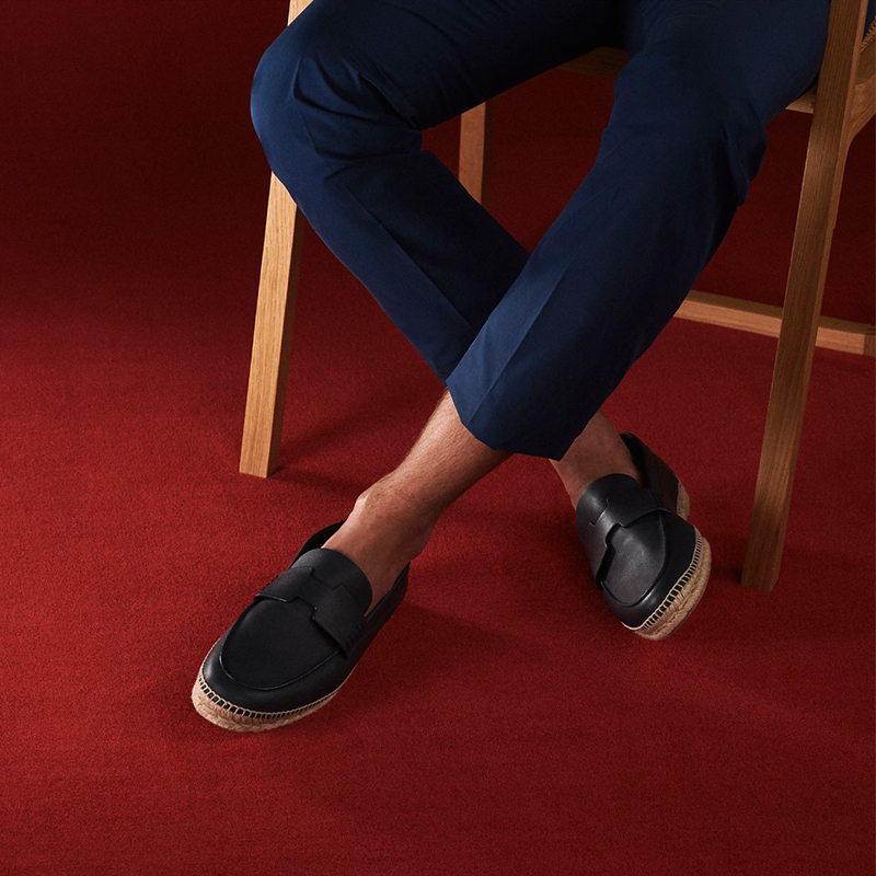 Piegitar Black Genuine Leather - Espadrille Slip On avis et prix