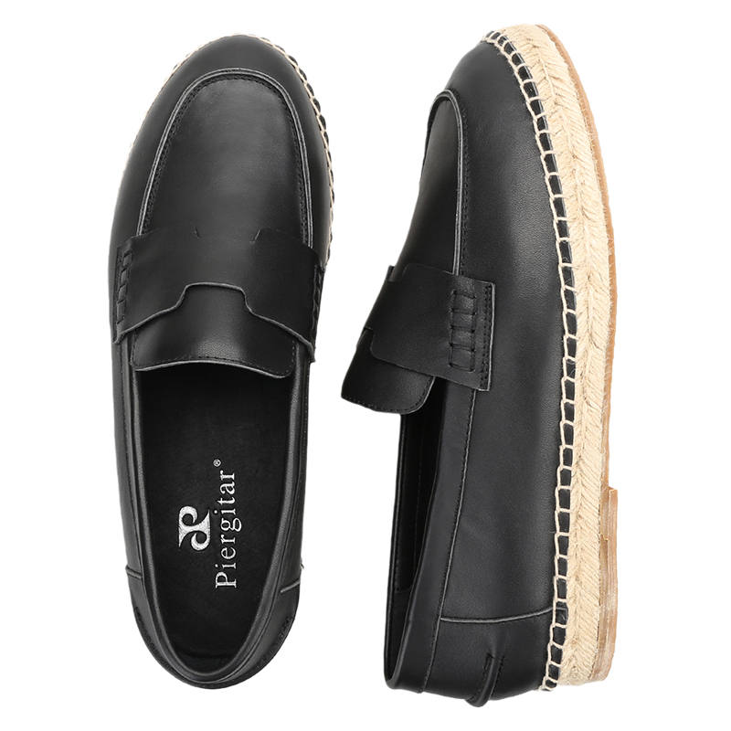 Piegitar Black Genuine Leather - Espadrille Slip On avis et prix