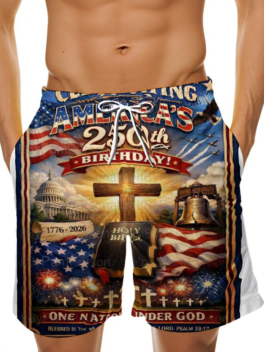 Mens Patriotic Swim Trunks 250 - Swim Trunk Quick Dry avis et prix