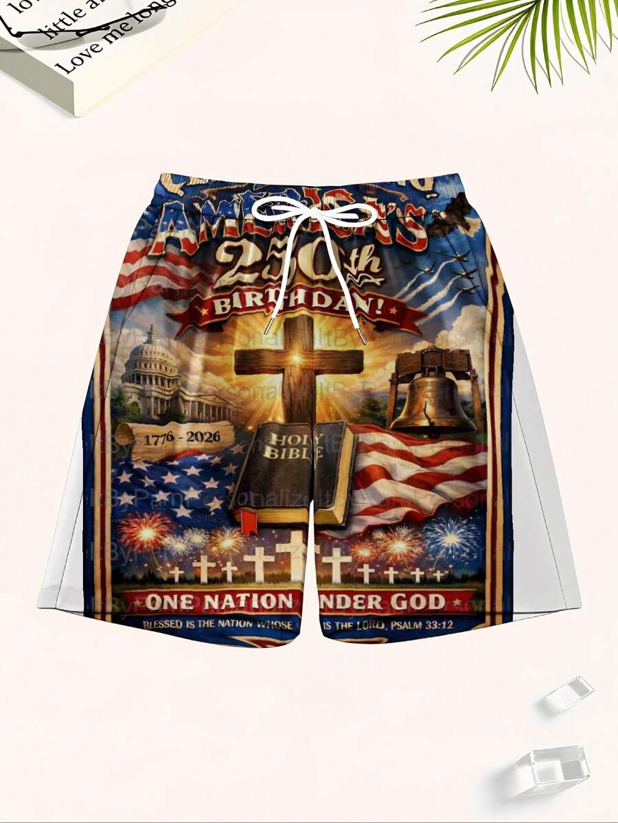 Mens Patriotic Swim Trunks 250 - Swim Trunk Quick Dry avis et prix