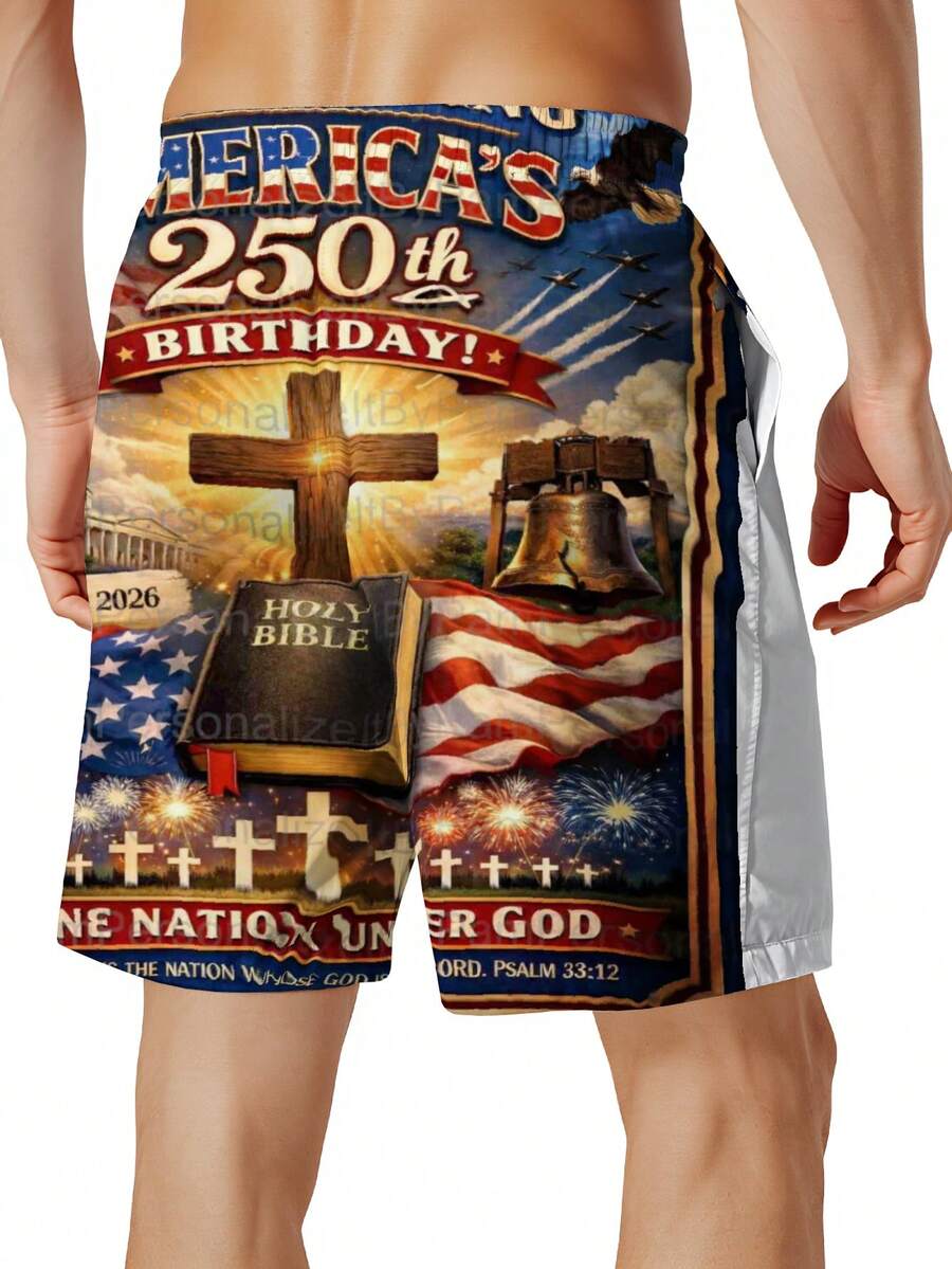 Mens Patriotic Swim Trunks 250 - Swim Trunk Quick Dry avis et prix