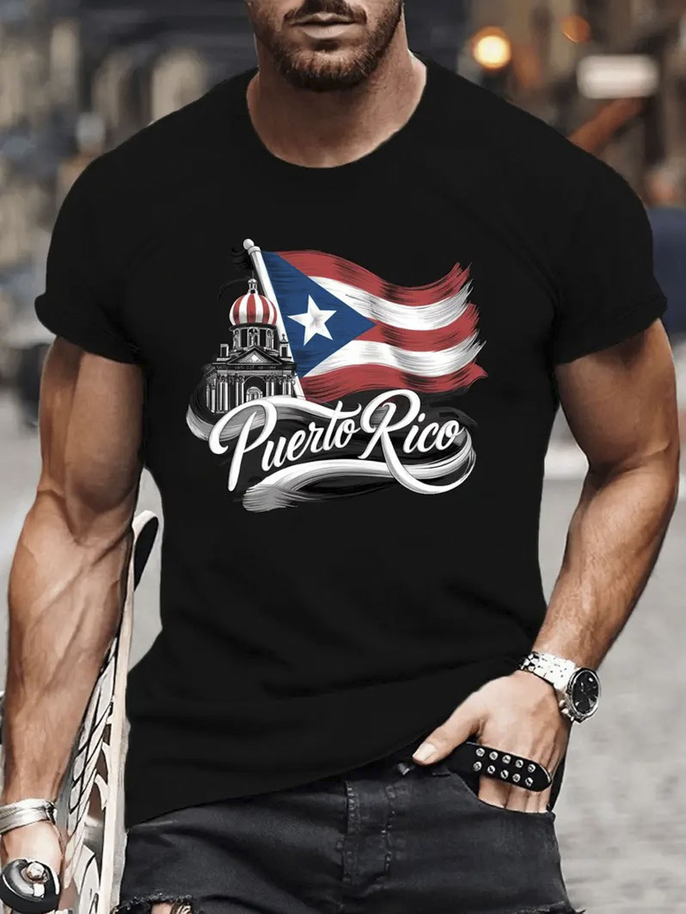  Pure Cotton Puerto Rico Flag  - Linen Shirt Breathable avis et prix