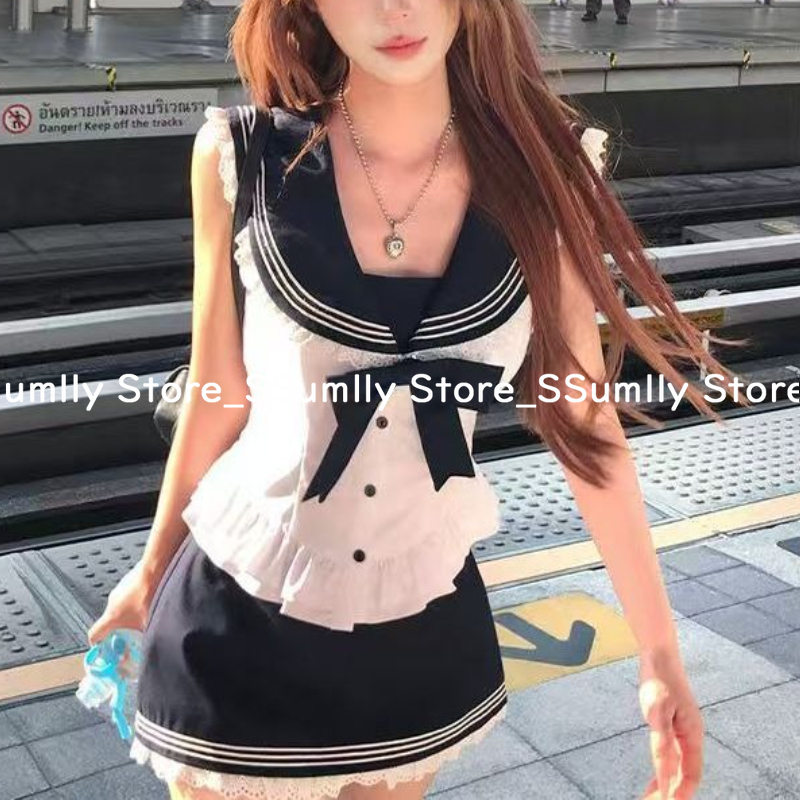 College Style Bow Sweet 2 Piec - Shirt Camp Collar avis et prix