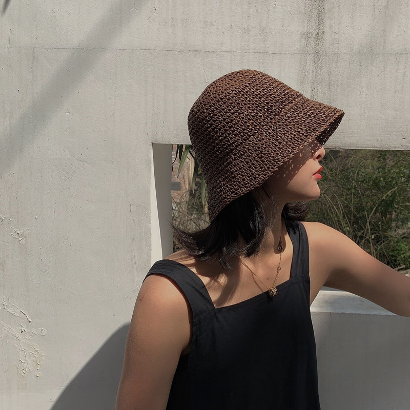 Foldable Handmade Woven Bucket - Bucket Hat Straw avis et prix