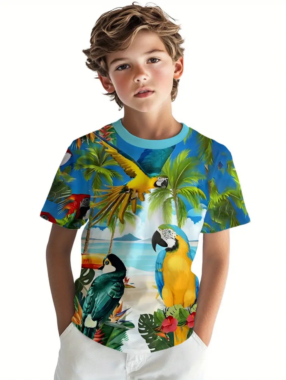 Kids' Tropical Macaw Parrots B - Tee Graphic Print avis et prix