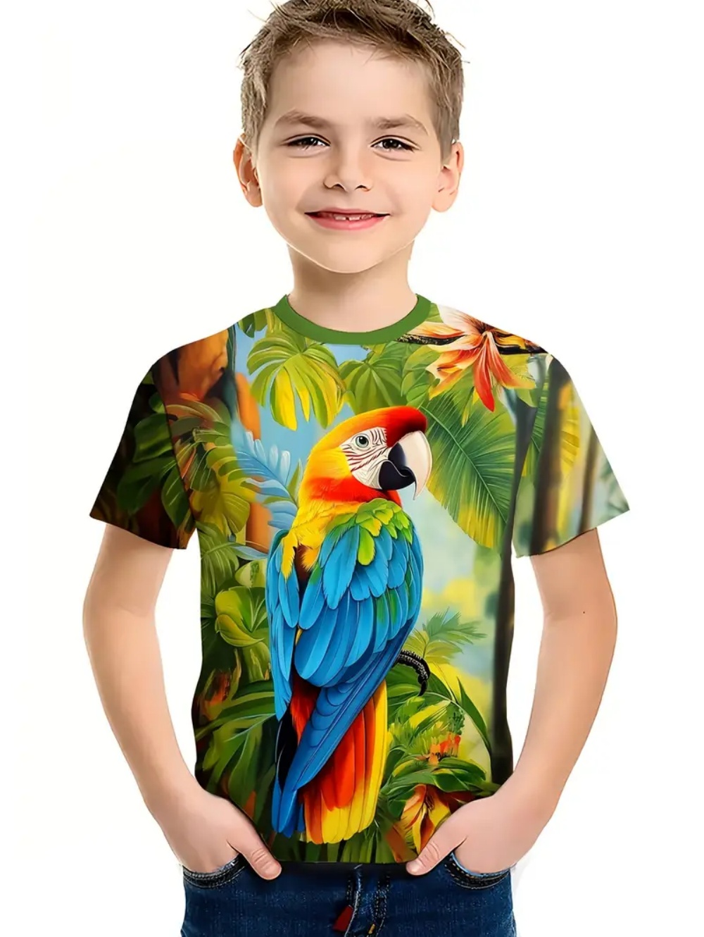 Kids' Tropical Macaw Parrots B - Tee Graphic Print avis et prix