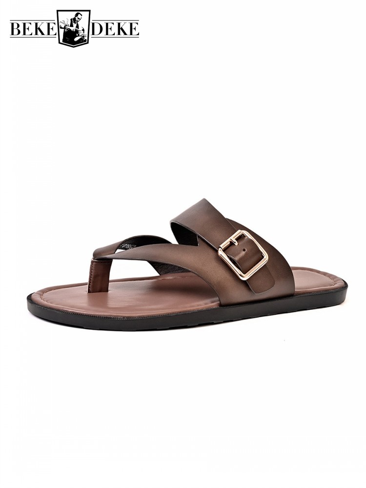 Outside Summer Mens Flat Shoes - Flip Flop Leather Men avis et prix