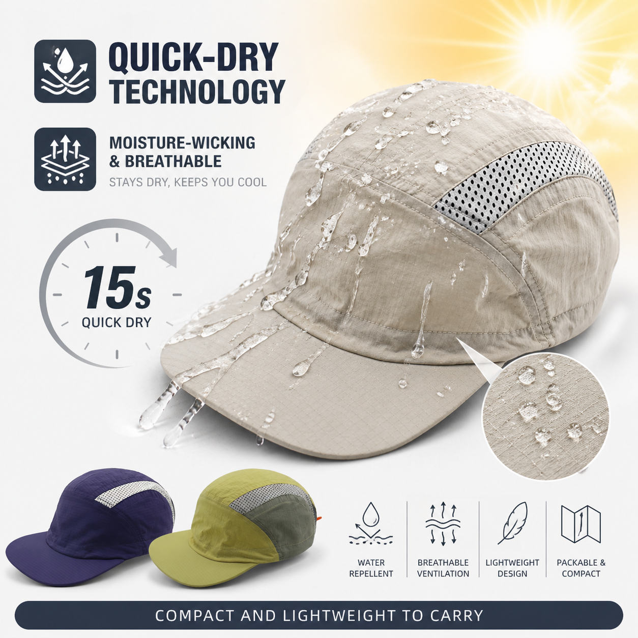Quick Dry Running Cap Men Wome - Packable Hat Nylon avis et prix