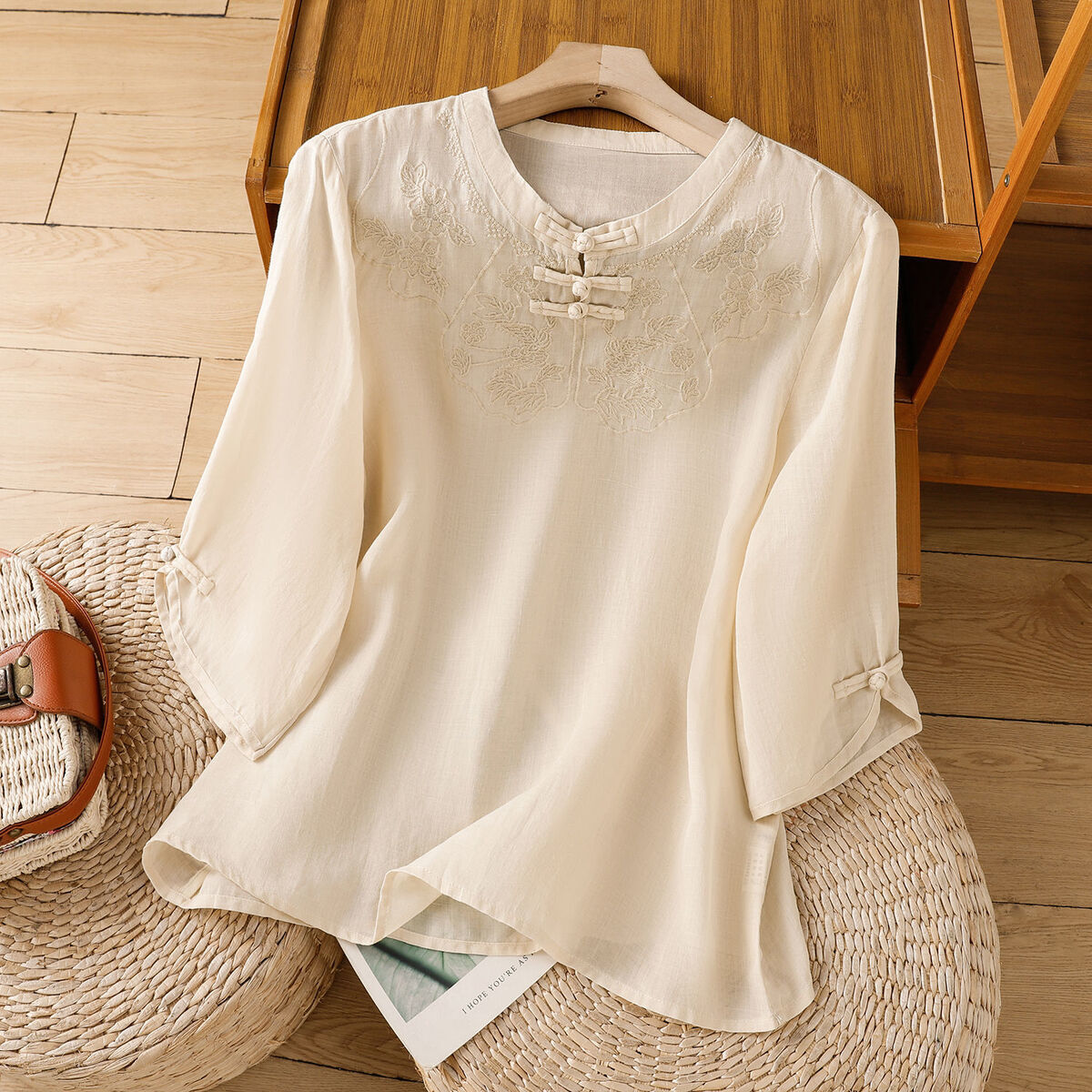 Chinese Style Round Collar But - Shirt Camp Collar avis et prix