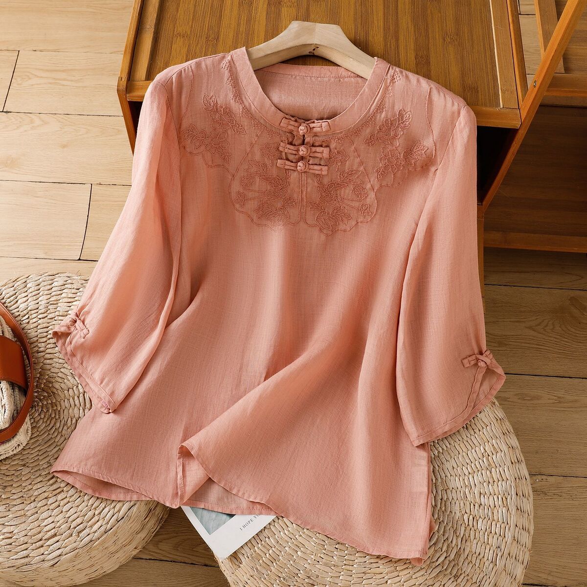 Chinese Style Round Collar But - Shirt Camp Collar avis et prix