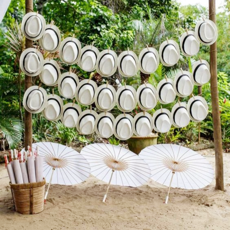 6-36PCS Short Brim Sun Panama  - Bucket Hat Straw avis et prix