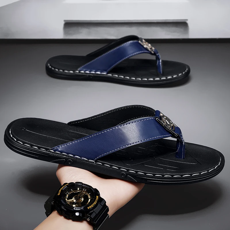 Men's Flip-flops Solid Color w - Flip Flop Leather Men avis et prix