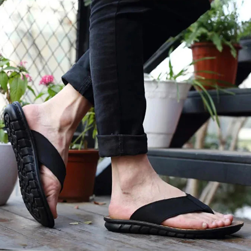 Summer Shoes Men Slippers Genu - Flip Flop Leather Men avis et prix