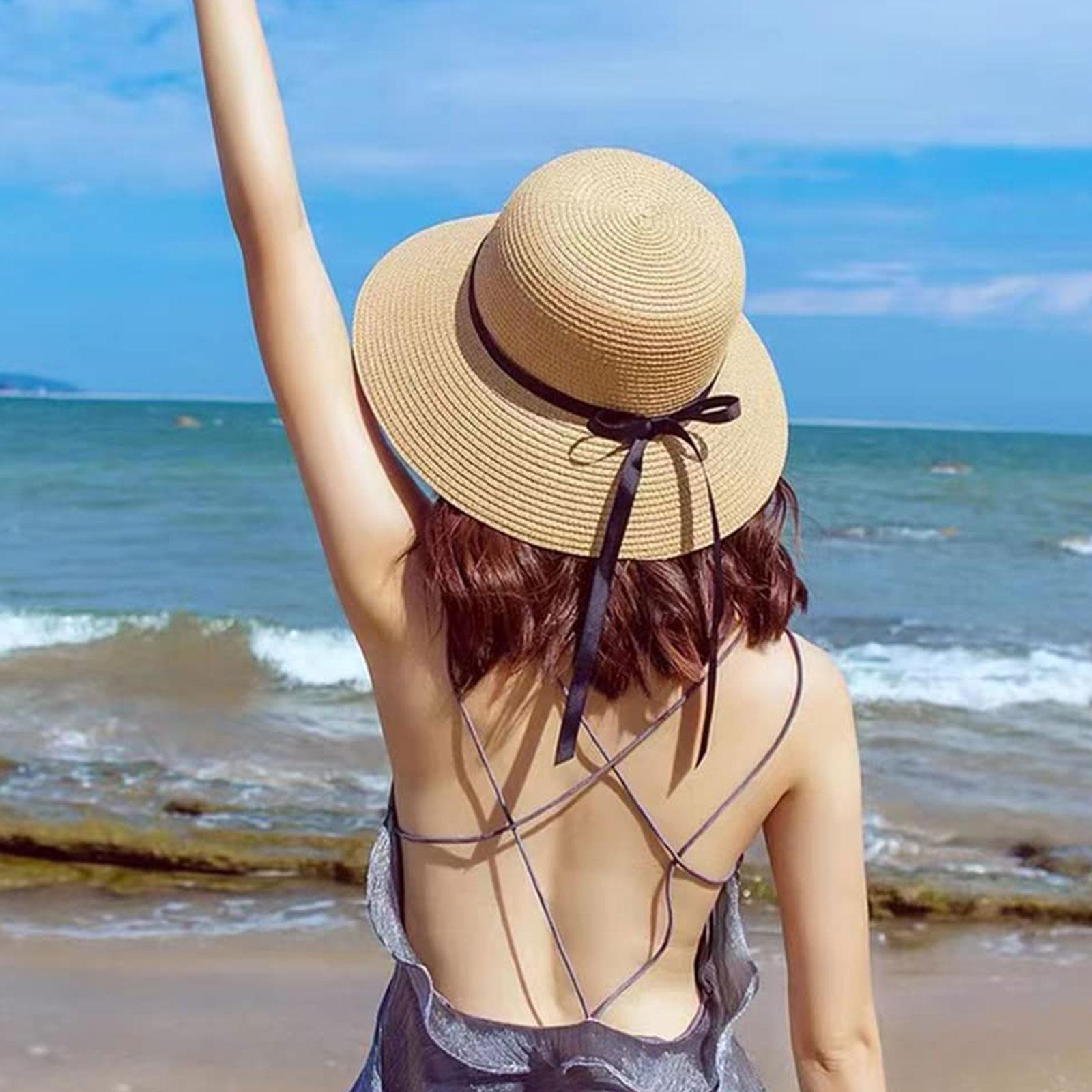 Summer Straw Hat Big Wide Brim - Bucket Hat Straw avis et prix