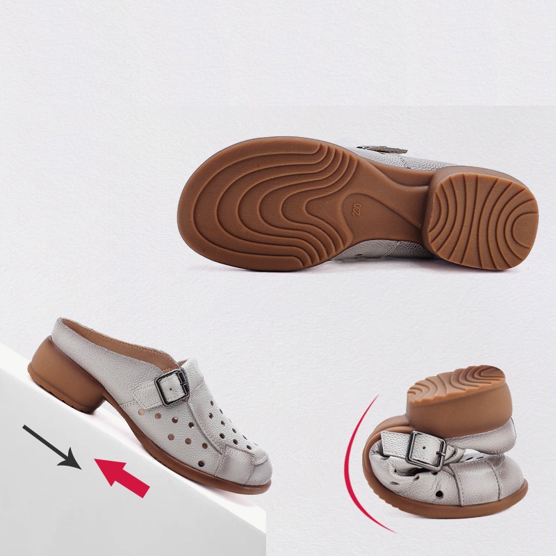 New Cow leather low heel sanda - Casual Sandal Leather avis et prix