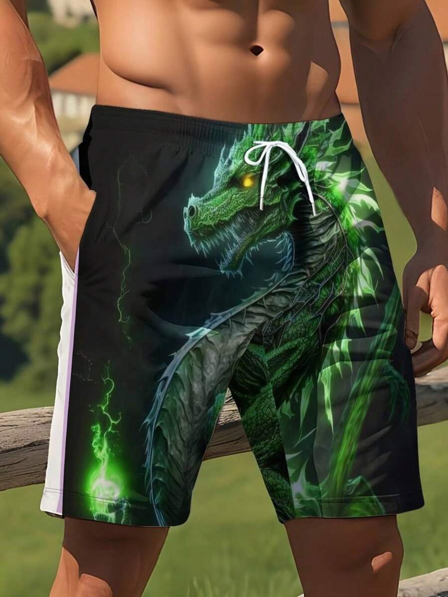 Mens Dragon Print Drawstring W - Swim Trunk Quick Dry avis et prix
