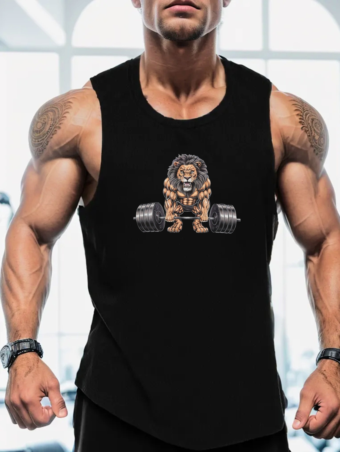 Muscle Lion Barbell Print Men' - Tank Top Muscle avis et prix