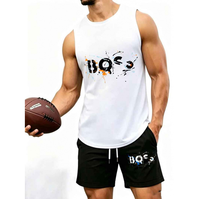 Men's  Graffiti Letter Print 2 - Tank Top Muscle avis et prix