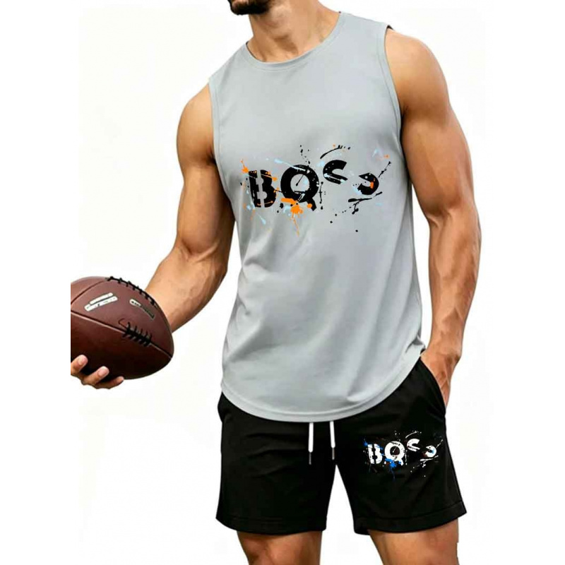 Men's  Graffiti Letter Print 2 - Tank Top Muscle avis et prix