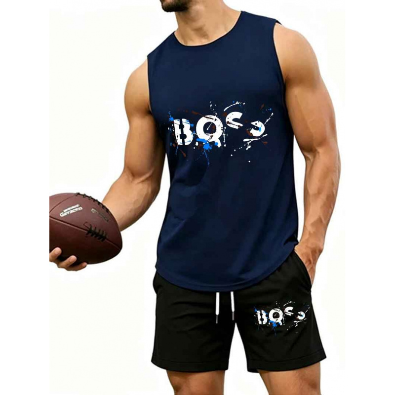 Men's  Graffiti Letter Print 2 - Tank Top Muscle avis et prix