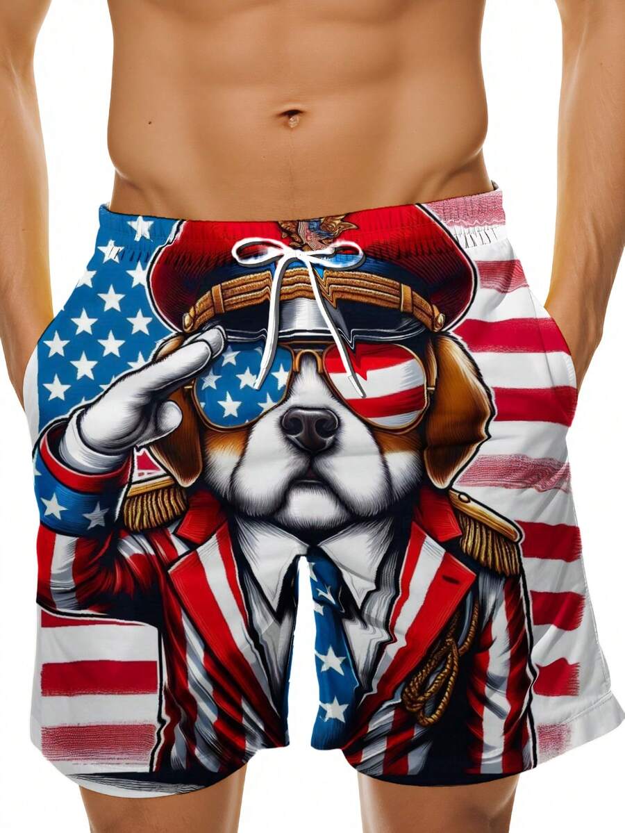 Patriotic Dog American Flag Sw - Swim Trunk Quick Dry avis et prix