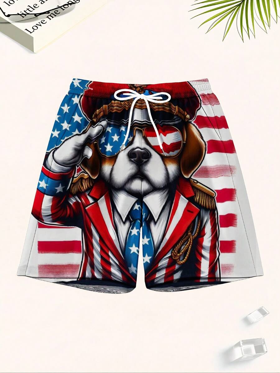 Patriotic Dog American Flag Sw - Swim Trunk Quick Dry avis et prix