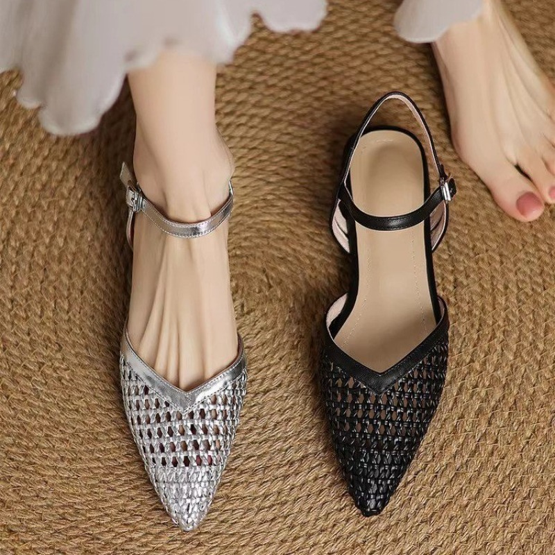 French pointed-toe woven high- - Casual Sandal Leather avis et prix