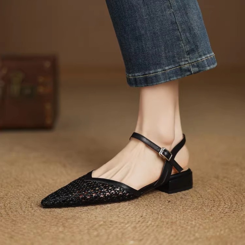 French pointed-toe woven high- - Casual Sandal Leather avis et prix