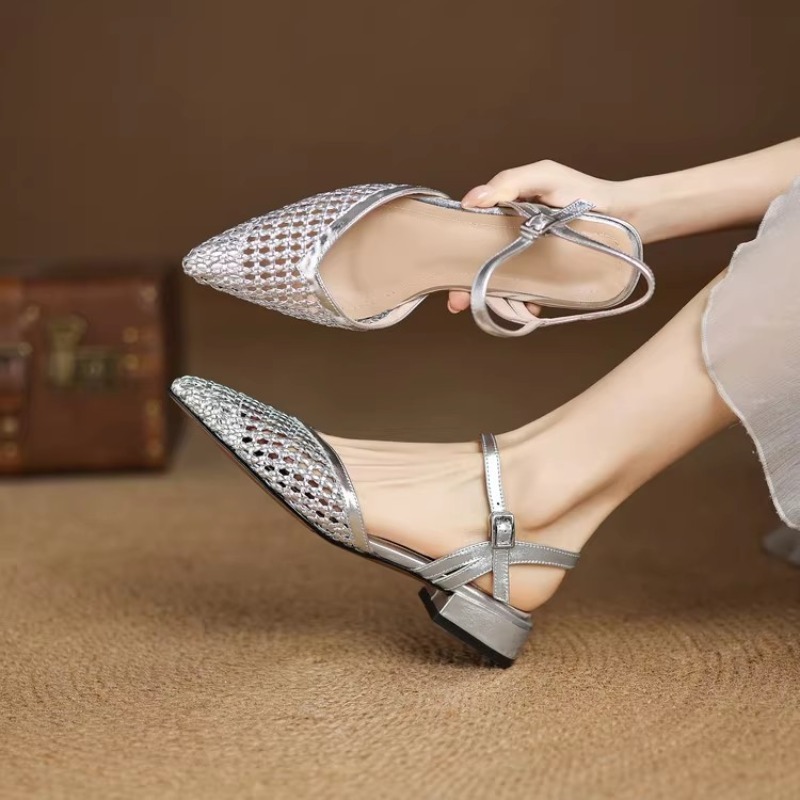 French pointed-toe woven high- - Casual Sandal Leather avis et prix