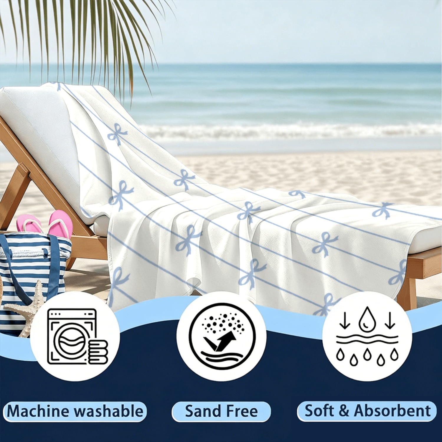 1pc Summer Beach Towel Blue Ri - Beach Towel Large avis et prix