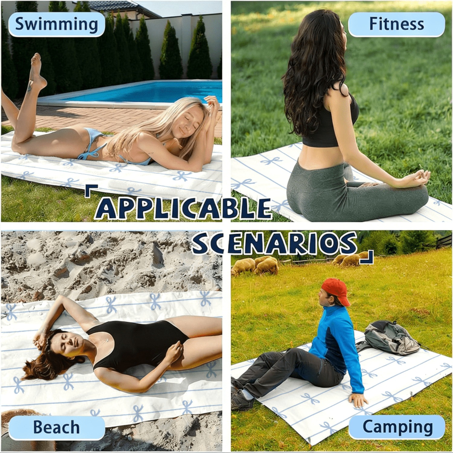 1pc Summer Beach Towel Blue Ri - Beach Towel Large avis et prix