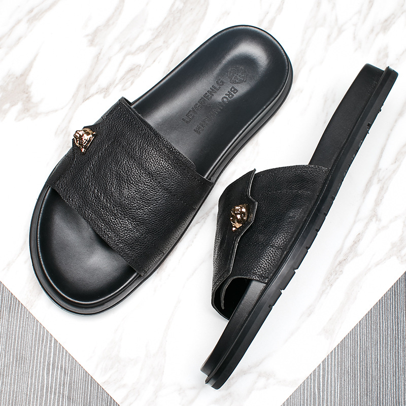 2025 New Genuine Leather Slipp - Flip Flop Leather Men avis et prix