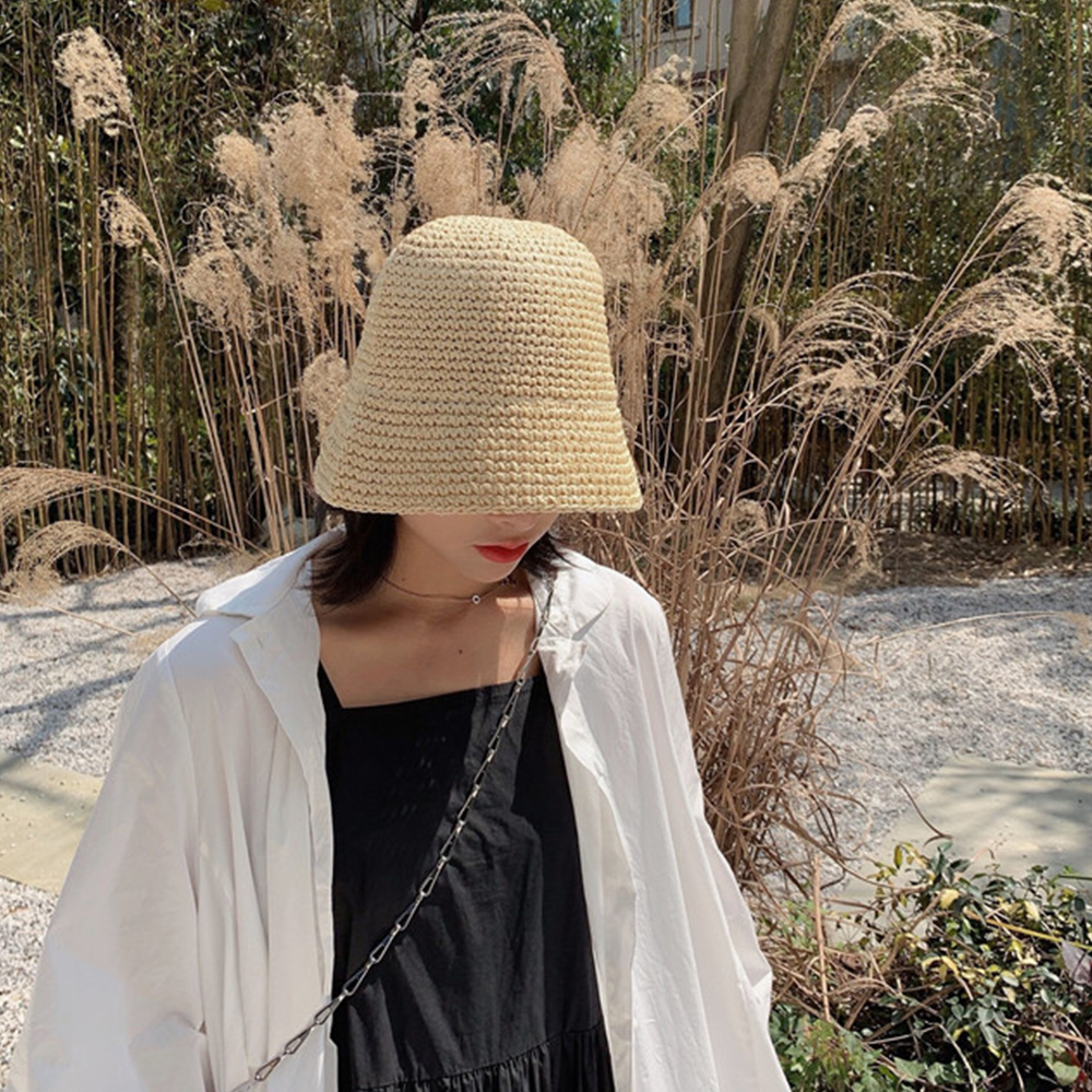 Hot Women's Fashion Summer Cap - Bucket Hat Straw avis et prix